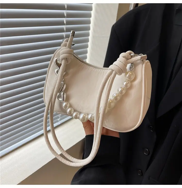 Women's Pearl Beaded Shoulder Bag Grey 2024 — feature 17