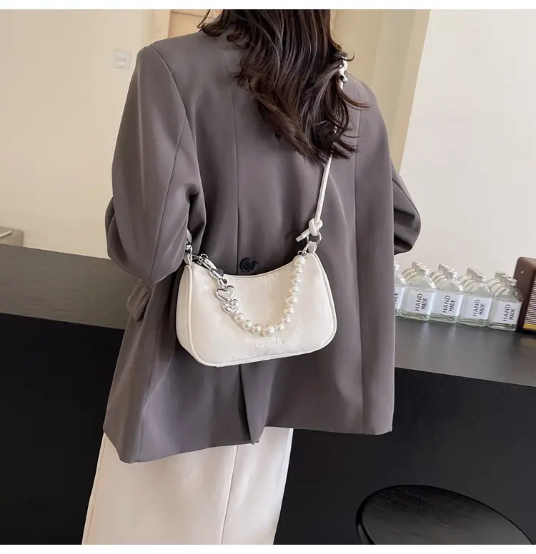 Women's Pearl Beaded Shoulder Bag Grey 2024 — feature 18