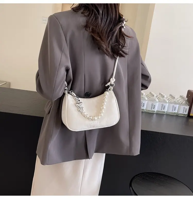 Women's Pearl Beaded Shoulder Bag Grey 2024 — feature 19