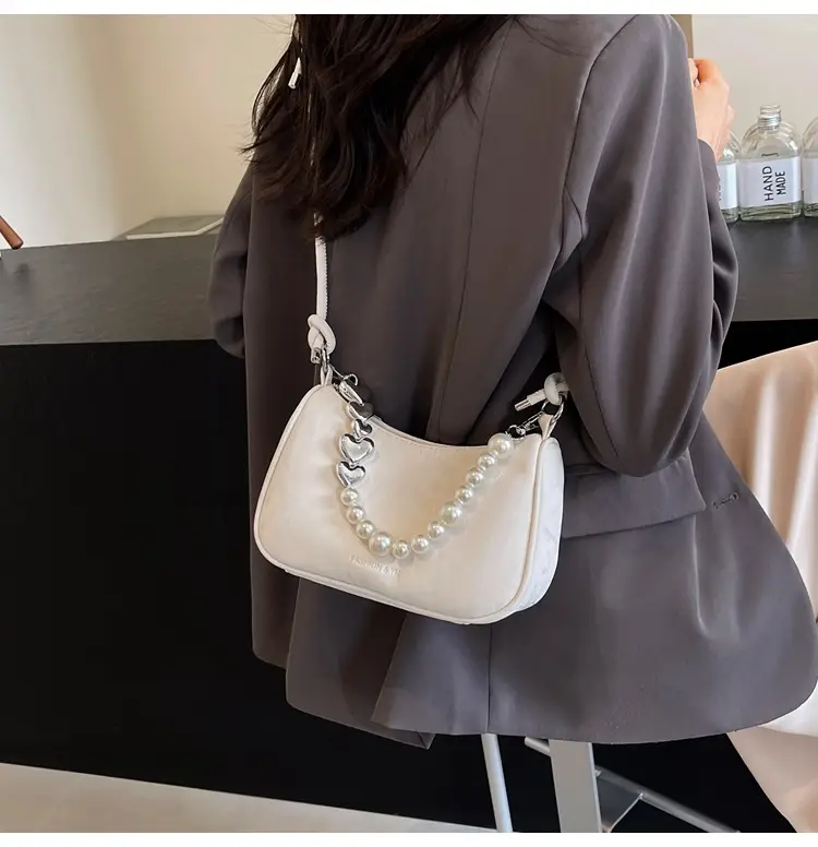 Women's Pearl Beaded Shoulder Bag Grey 2024 — feature 20