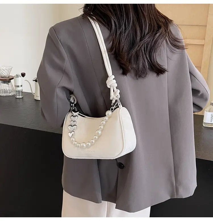 Women's Pearl Beaded Shoulder Bag Grey 2024 — feature 24