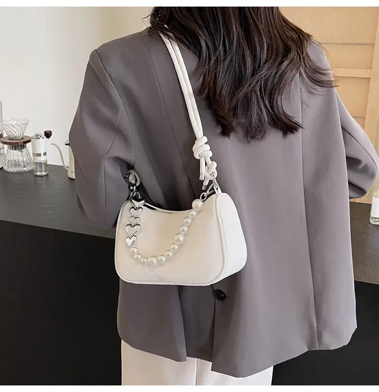 Women's Pearl Beaded Shoulder Bag Grey 2024 — feature 25