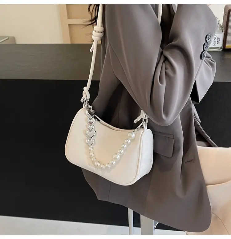 Women's Pearl Beaded Shoulder Bag Grey 2024 — feature 26