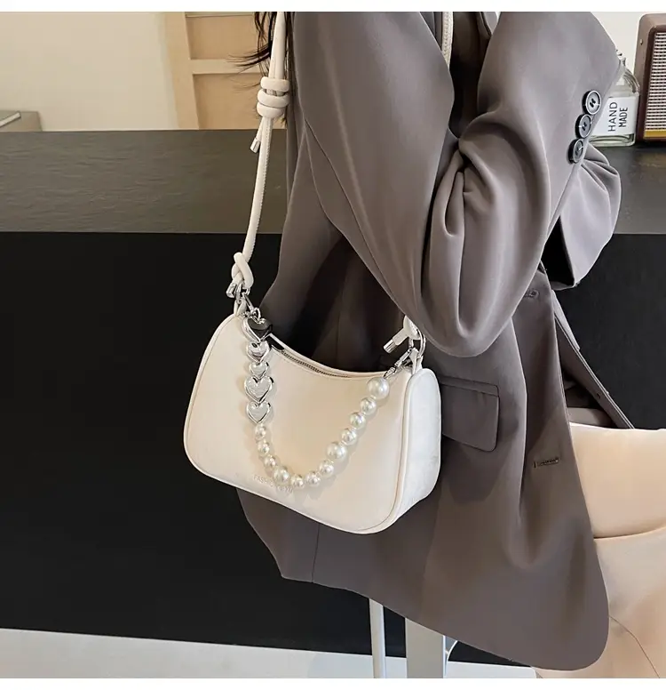 Women's Pearl Beaded Shoulder Bag Grey 2024 — feature 27