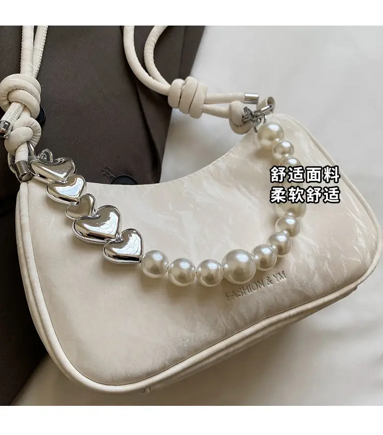 Women's Pearl Beaded Shoulder Bag Grey 2024 — feature 3