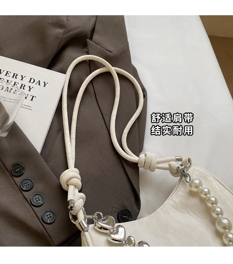 Women's Pearl Beaded Shoulder Bag Grey 2024 — feature 4