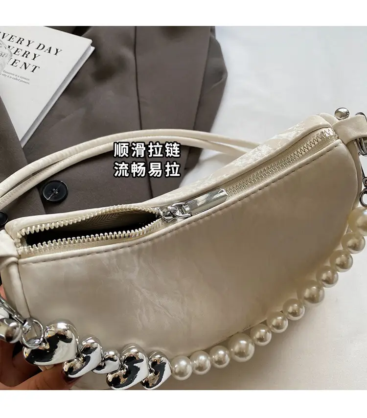 Women's Pearl Beaded Shoulder Bag Grey 2024 — feature 5