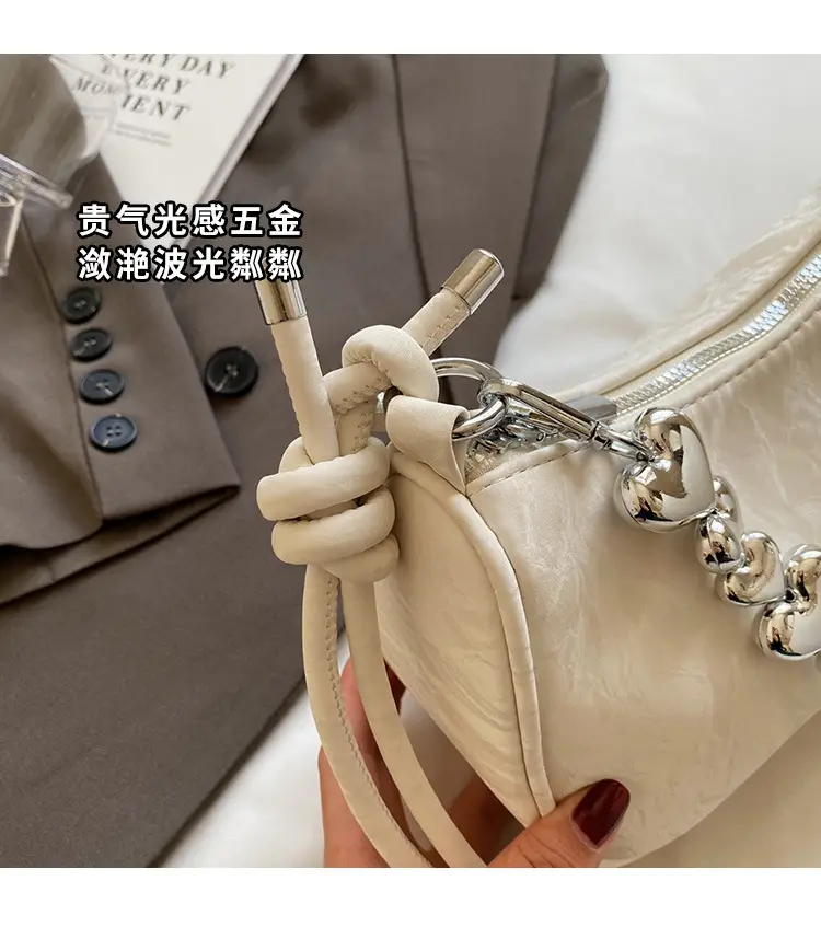 Women's Pearl Beaded Shoulder Bag Grey 2024 — feature 6