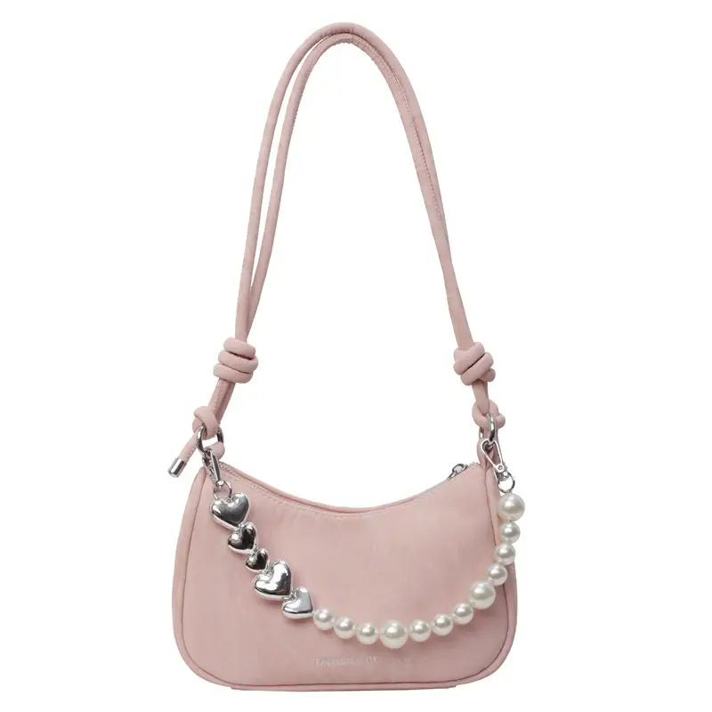 Women's Pearl Beaded Shoulder Bag Grey 2024 - Image 2