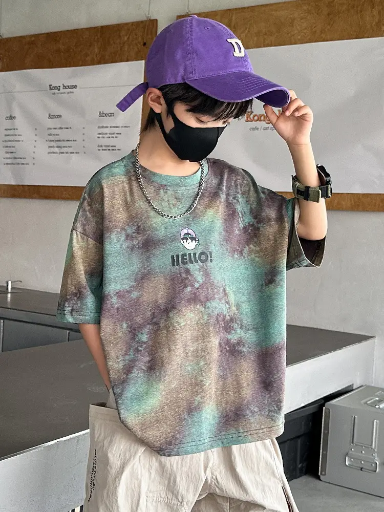 Summer T-shirt for Boys Cartoon Print Puffy Cotton - Image 3