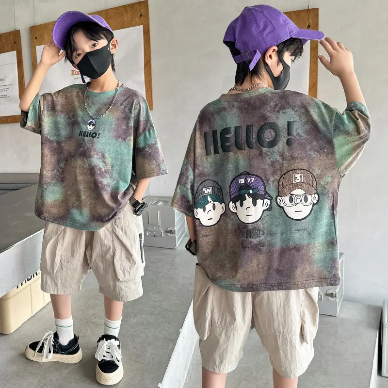 Summer T-shirt for Boys Cartoon Print Puffy Cotton — feature 1