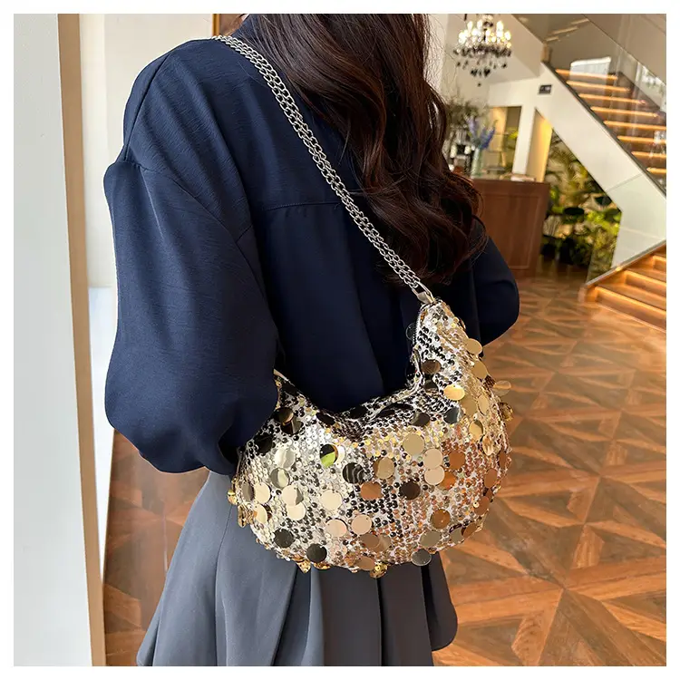 Black Sequin Shoulder Bag for Women 2024 Spring Summer — feature 10