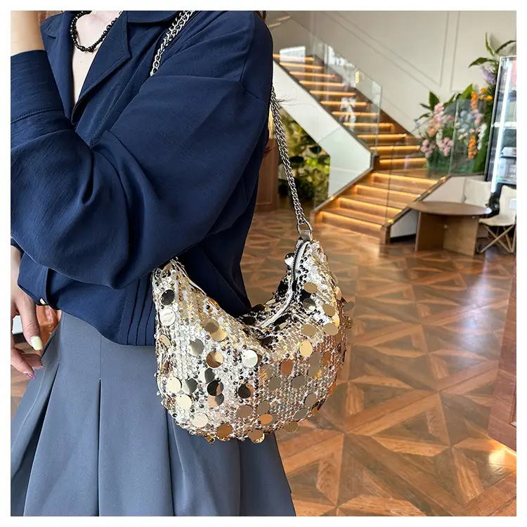 Black Sequin Shoulder Bag for Women 2024 Spring Summer — feature 11