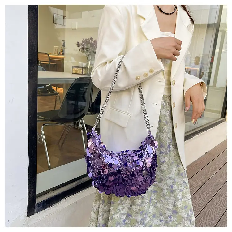 Black Sequin Shoulder Bag for Women 2024 Spring Summer — feature 15