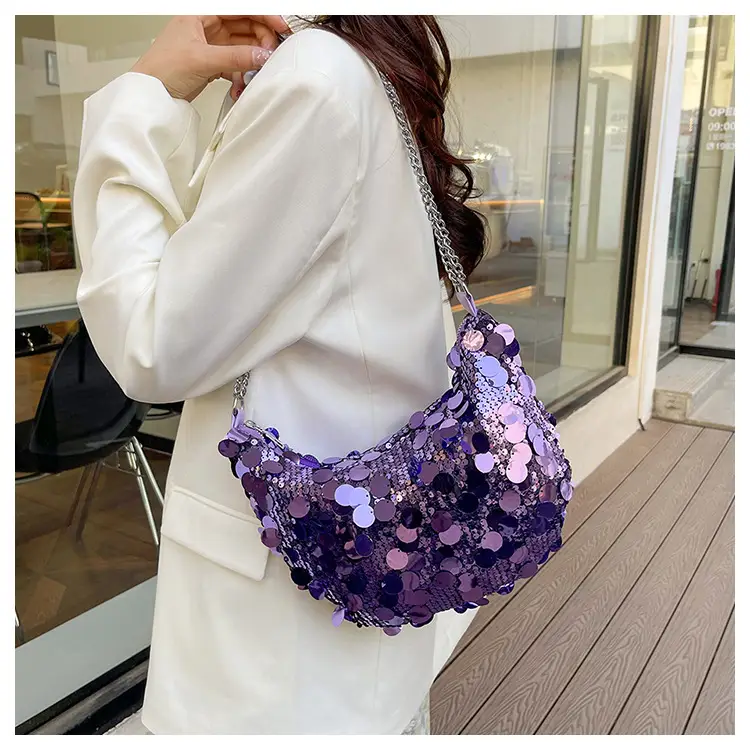 Black Sequin Shoulder Bag for Women 2024 Spring Summer — feature 16