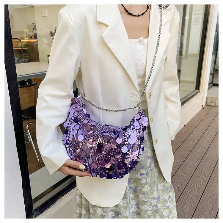 Black Sequin Shoulder Bag for Women 2024 Spring Summer — feature 17