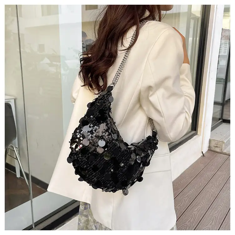 Black Sequin Shoulder Bag for Women 2024 Spring Summer — feature 18