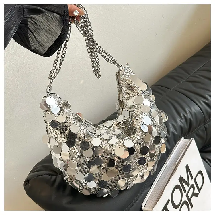 Black Sequin Shoulder Bag for Women 2024 Spring Summer — feature 22