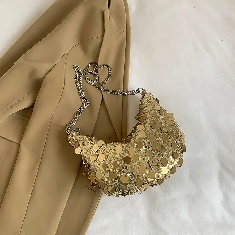 Black Sequin Shoulder Bag for Women 2024 Spring Summer - Image 2