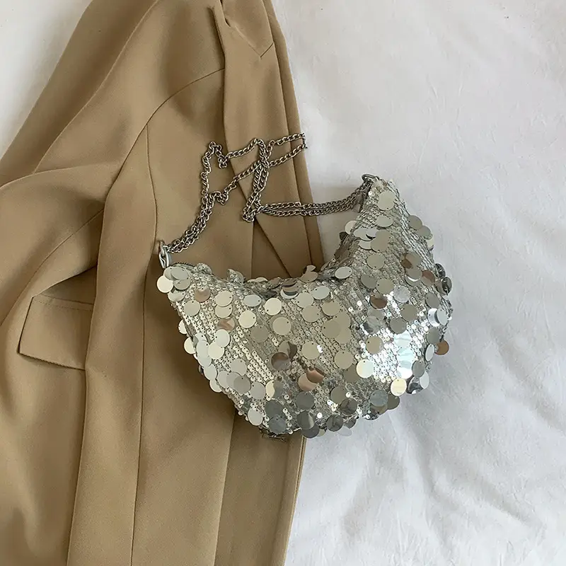 Black Sequin Shoulder Bag for Women 2024 Spring Summer - Image 3