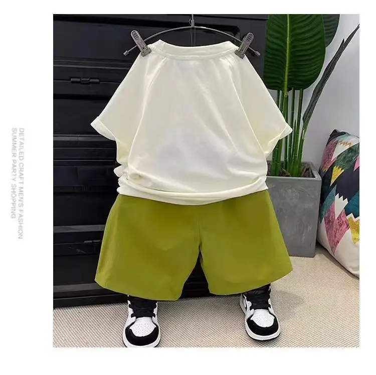 Baby Cartoon T-Shirt Shorts Set White Brown Loose Summer — feature 6