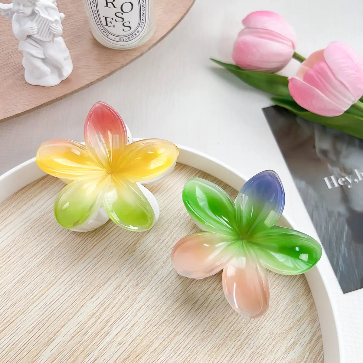Super Fairy New Five-Petal Flower Hairpin Clip Colorful Contrast - Image 6