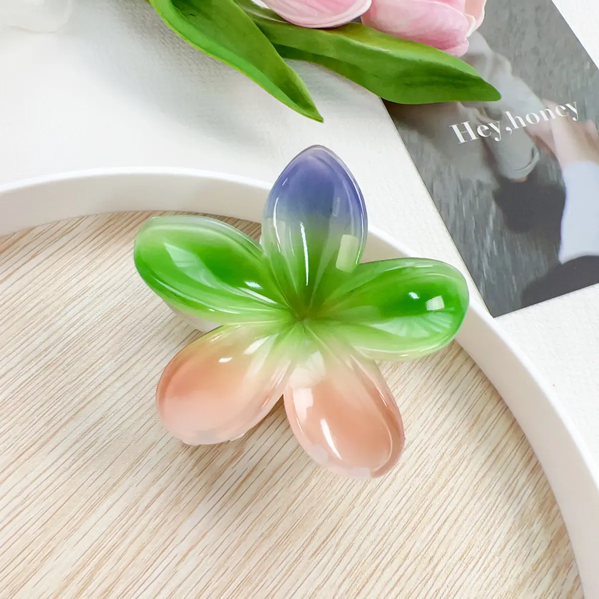 Super Fairy New Five-Petal Flower Hairpin Clip Colorful Contrast - Image 2