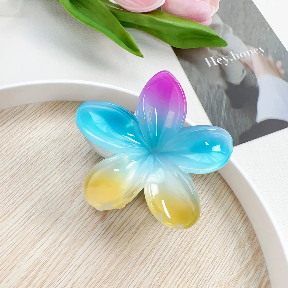 Super Fairy New Five-Petal Flower Hairpin Clip Colorful Contrast - Image 3