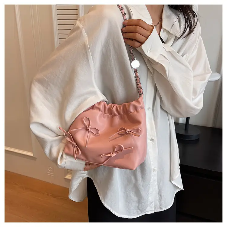 Pink Embroidered Chain Crossbody Bag for Women — feature 19