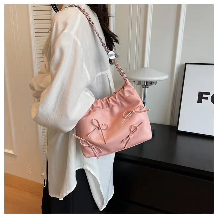 Pink Embroidered Chain Crossbody Bag for Women — feature 21
