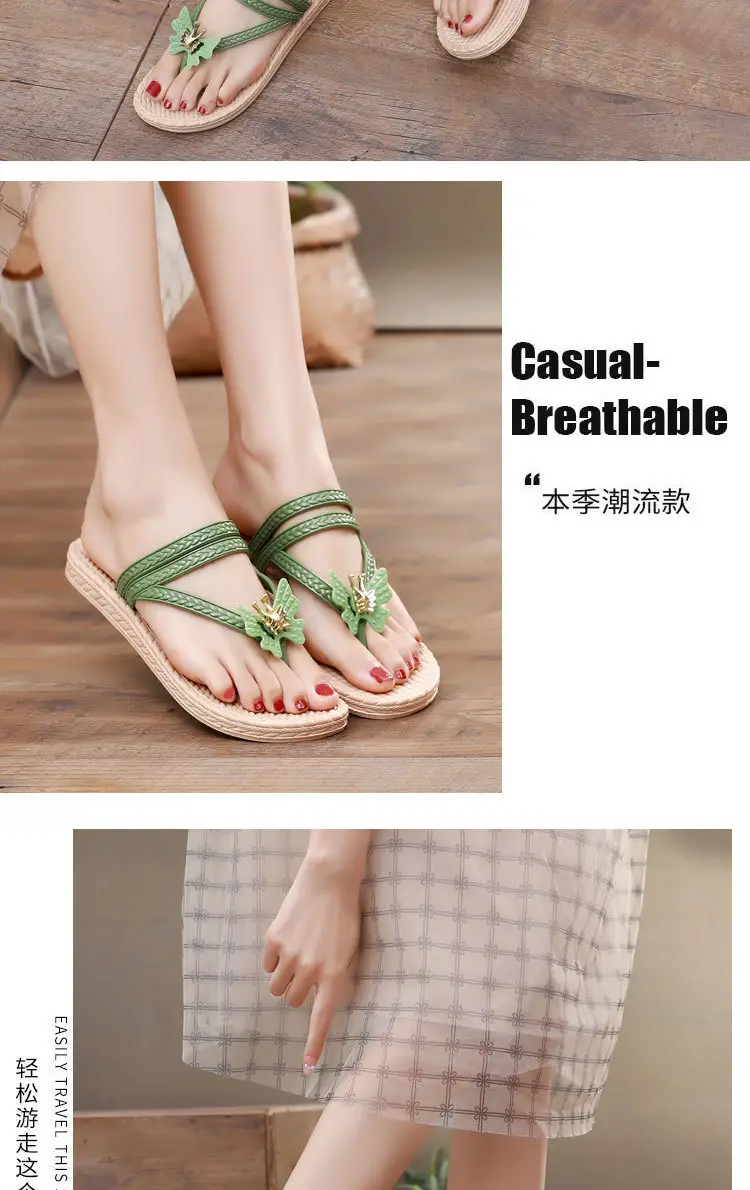 Fairy Style Flip Flops Women's Summer Flat Plastic Soft Bottom Comfortable Cyber Celebrity Two-Wear Sandals Flip Flops Sandals Flip Flops — feature 20