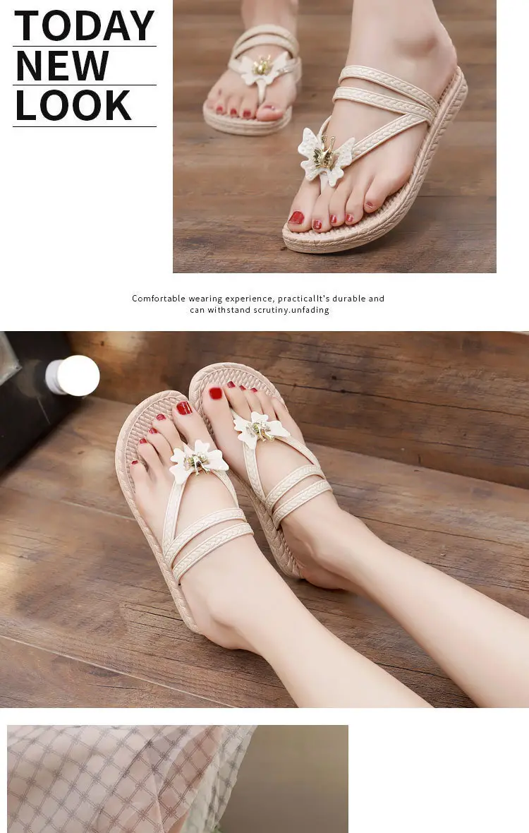 Fairy Style Flip Flops Women's Summer Flat Plastic Soft Bottom Comfortable Cyber Celebrity Two-Wear Sandals Flip Flops Sandals Flip Flops — feature 22