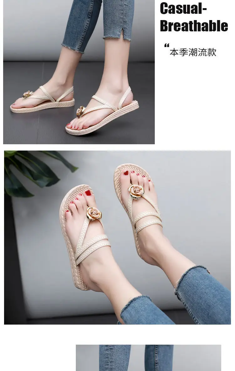 Fairy Style Flip Flops Women's Summer Flat Plastic Soft Bottom Comfortable Cyber Celebrity Two-Wear Sandals Flip Flops Sandals Flip Flops — feature 28
