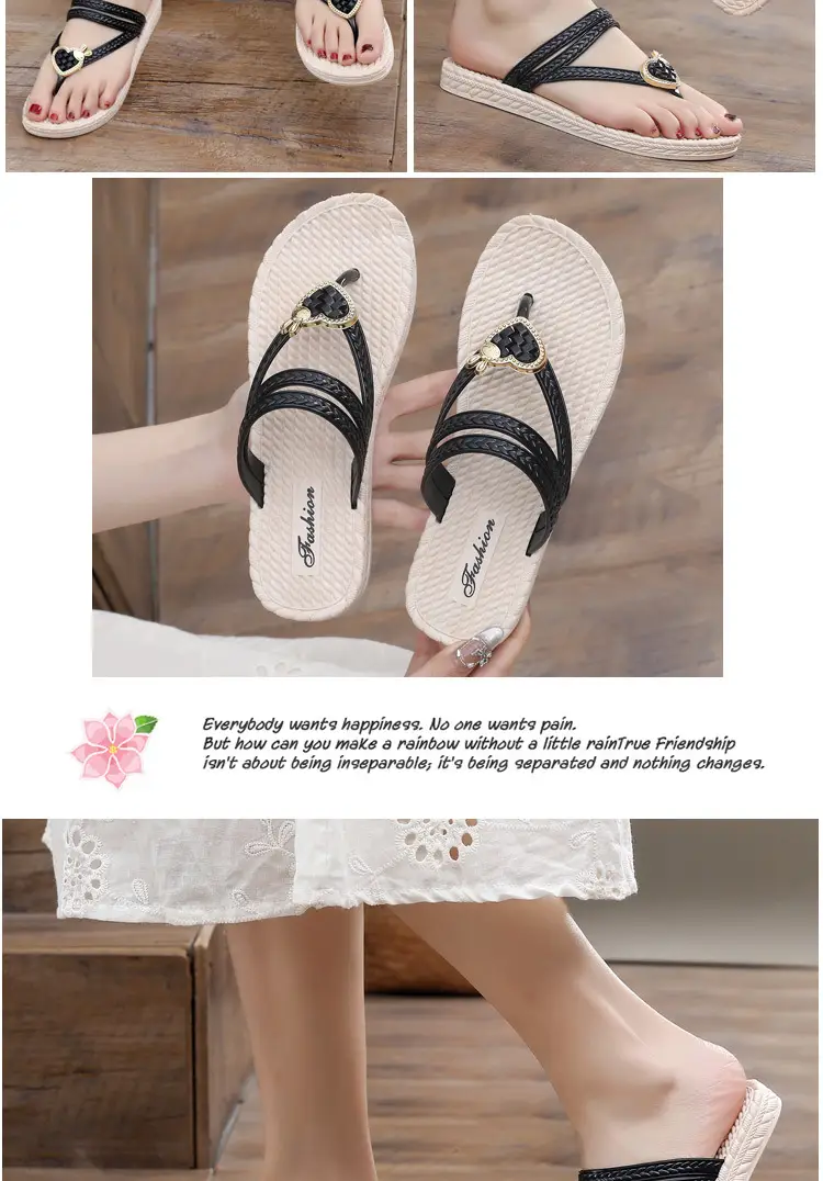 Fairy Style Flip Flops Women's Summer Flat Plastic Soft Bottom Comfortable Cyber Celebrity Two-Wear Sandals Flip Flops Sandals Flip Flops — feature 34