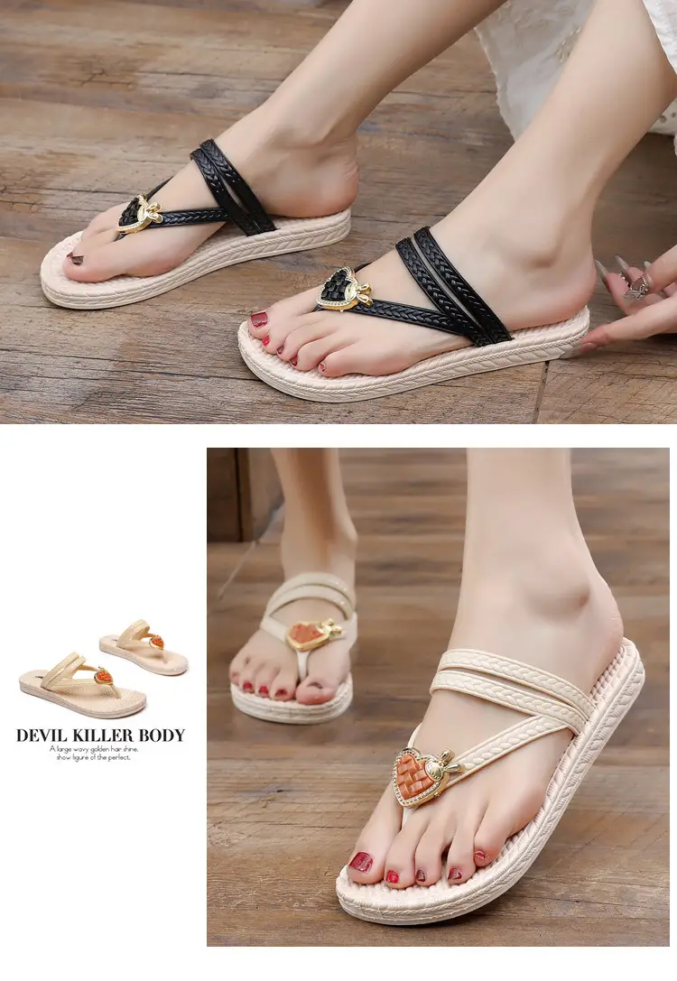 Fairy Style Flip Flops Women's Summer Flat Plastic Soft Bottom Comfortable Cyber Celebrity Two-Wear Sandals Flip Flops Sandals Flip Flops — feature 36