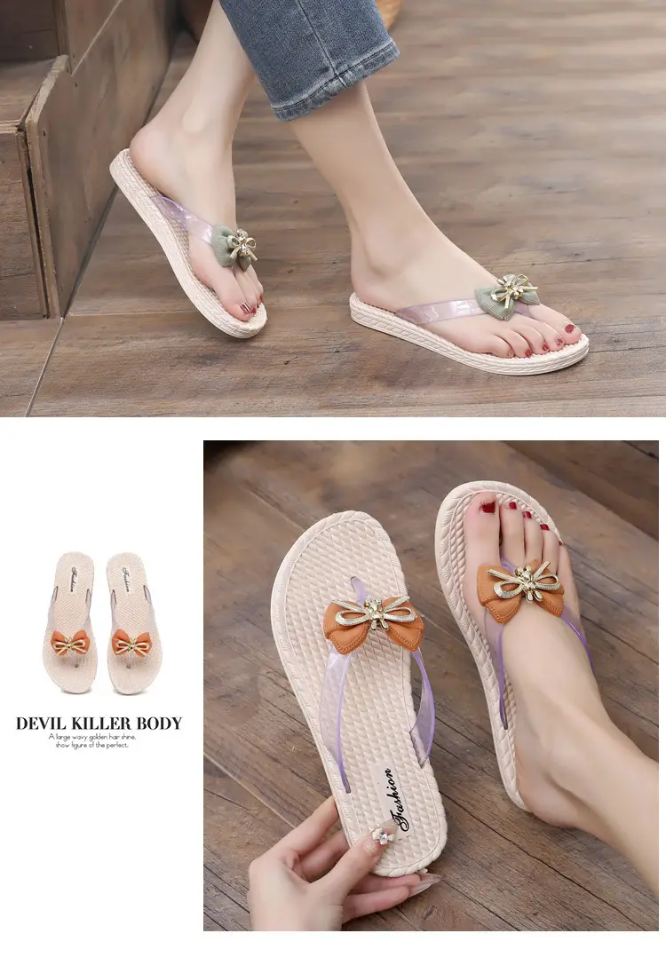 Fairy Style Flip Flops Women's Summer Flat Plastic Soft Bottom Comfortable Cyber Celebrity Two-Wear Sandals Flip Flops Sandals Flip Flops — feature 45