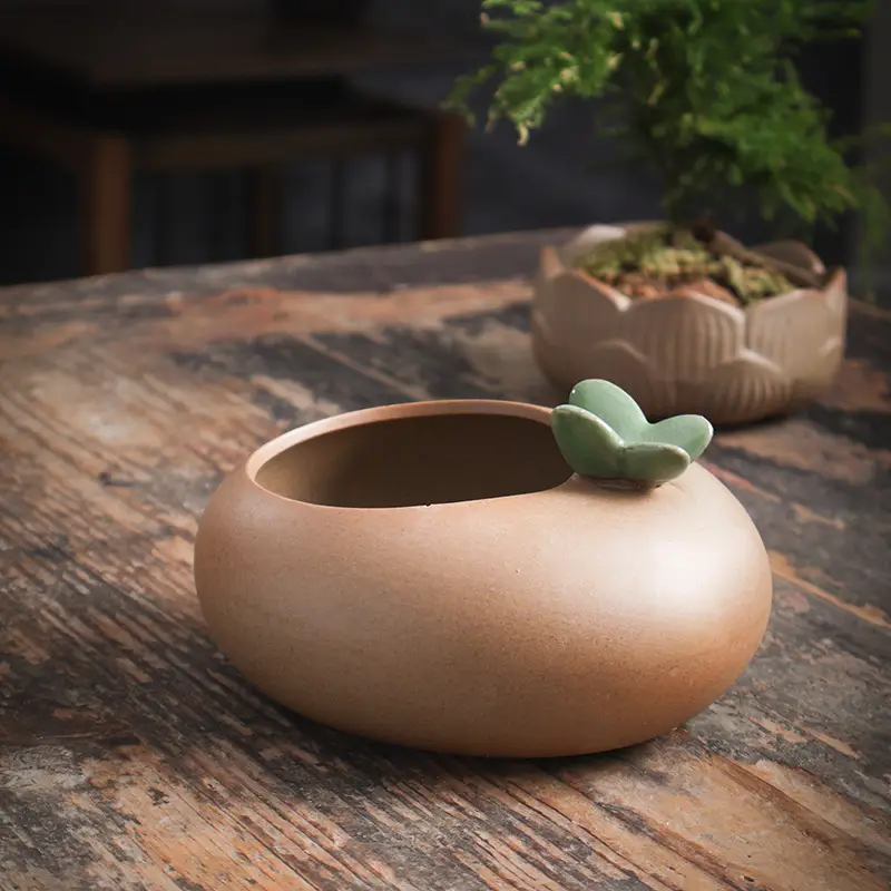 stoneware glaze-free raw soil firing fleshy flowerpot breathable plain burning classical simple potted fresh breathable fleshy plants