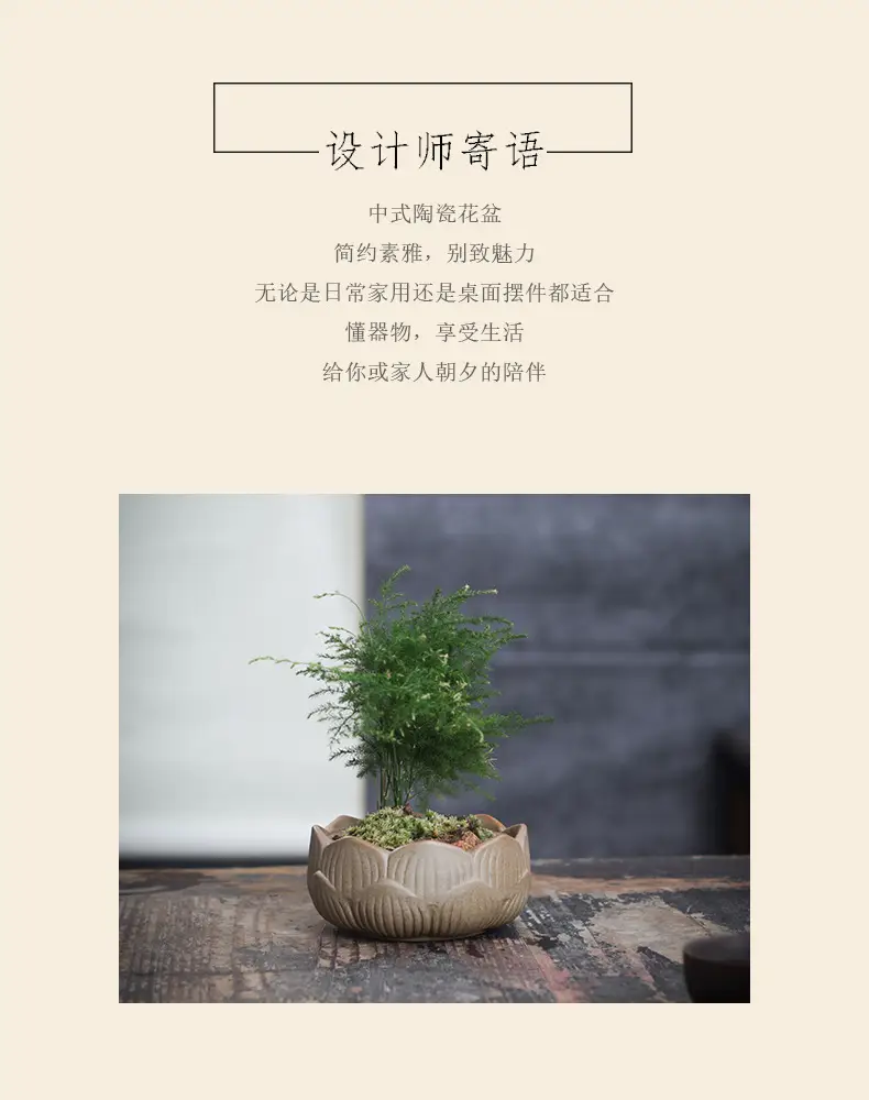 stoneware glaze-free raw soil firing fleshy flowerpot breathable plain burning classical simple potted fresh breathable fleshy plants — feature 2