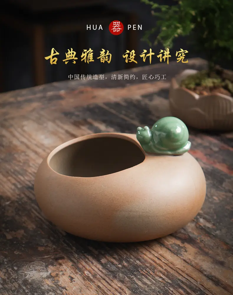 stoneware glaze-free raw soil firing fleshy flowerpot breathable plain burning classical simple potted fresh breathable fleshy plants — feature 3
