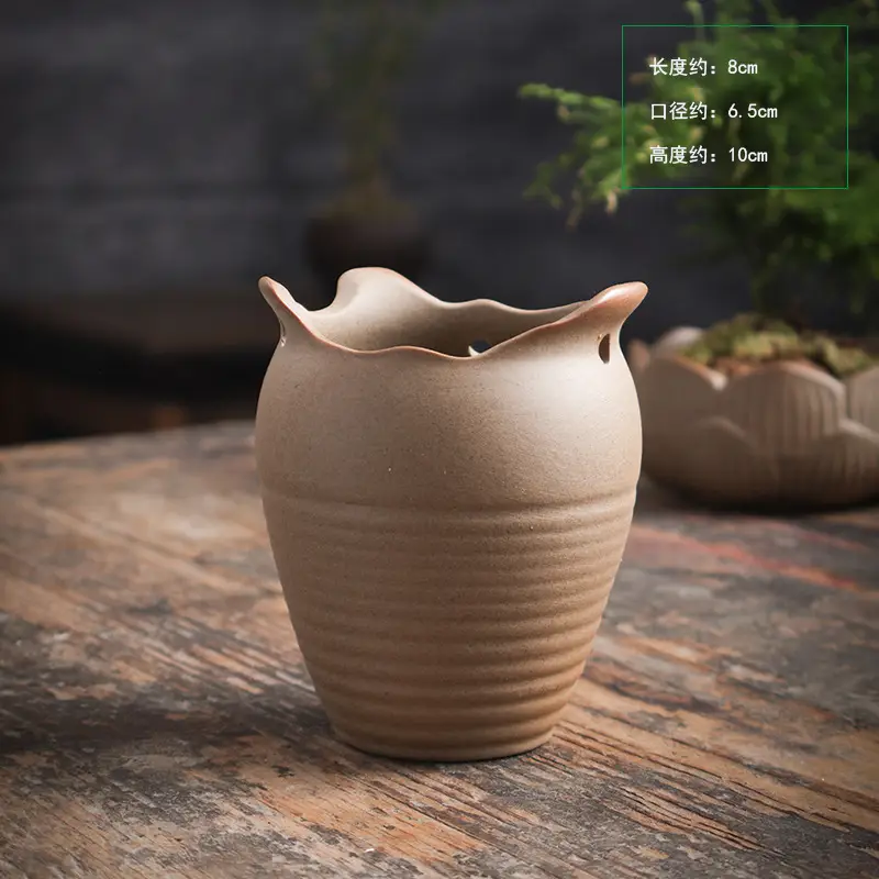 stoneware glaze-free raw soil firing fleshy flowerpot breathable plain burning classical simple potted fresh breathable fleshy plants