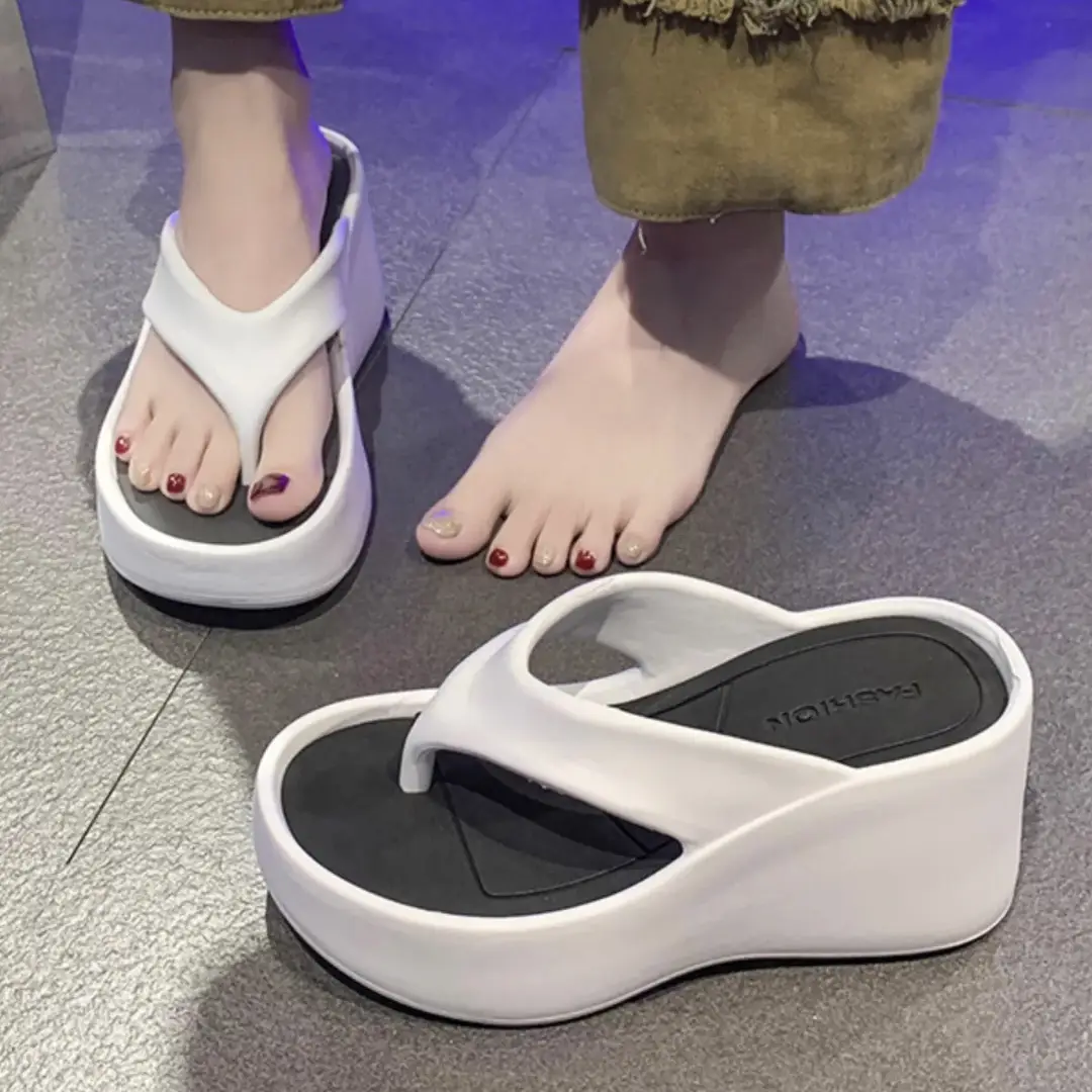 Cross-Border Hot-Selling 9cm Height-Increasing Flip-Flops for Women, Summer Beach Shoes for Petite Individuals, Instagram-Style Casual Thong Sandals - Image 6