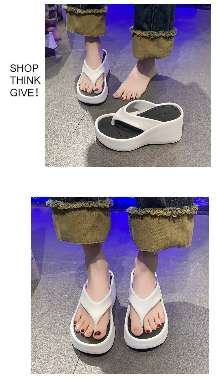 Cross-Border Hot-Selling 9cm Height-Increasing Flip-Flops for Women, Summer Beach Shoes for Petite Individuals, Instagram-Style Casual Thong Sandals — feature 11