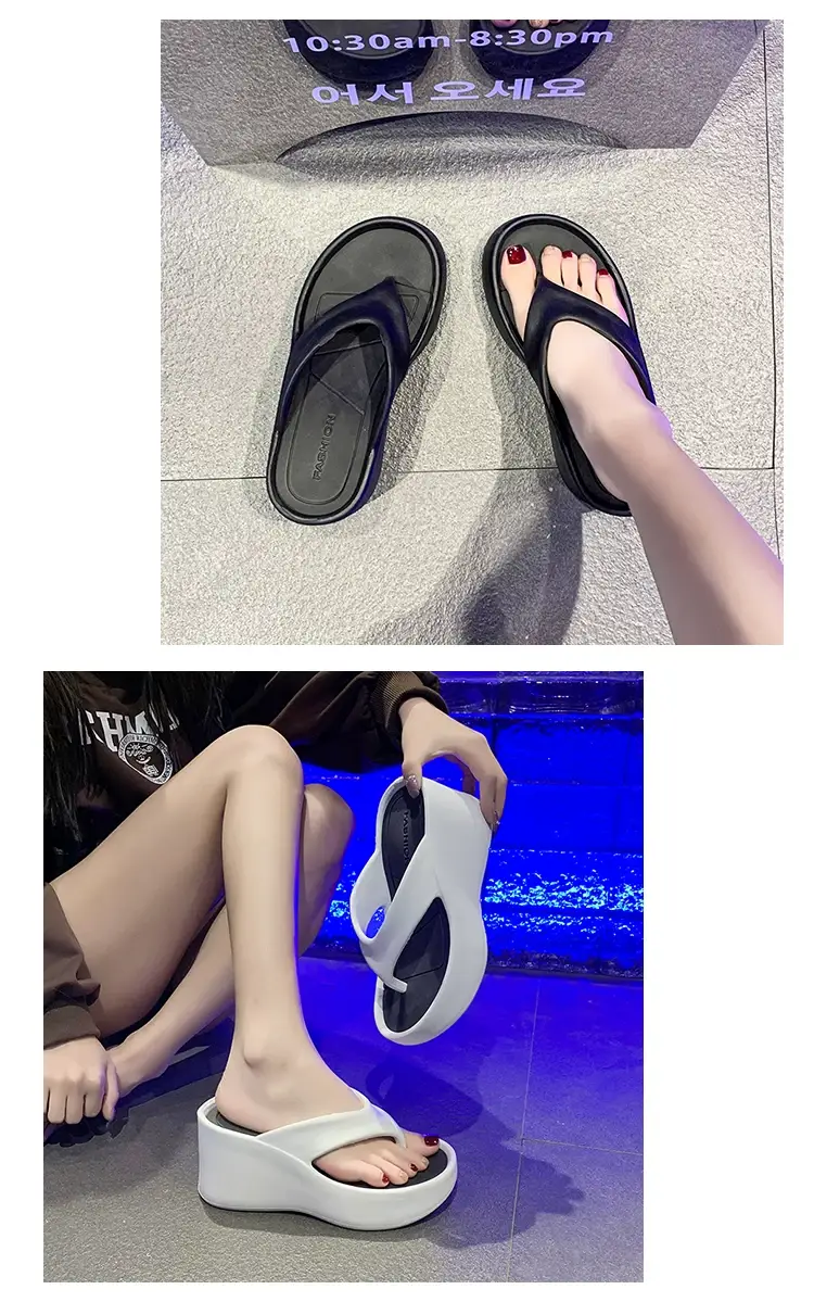 Cross-Border Hot-Selling 9cm Height-Increasing Flip-Flops for Women, Summer Beach Shoes for Petite Individuals, Instagram-Style Casual Thong Sandals — feature 12