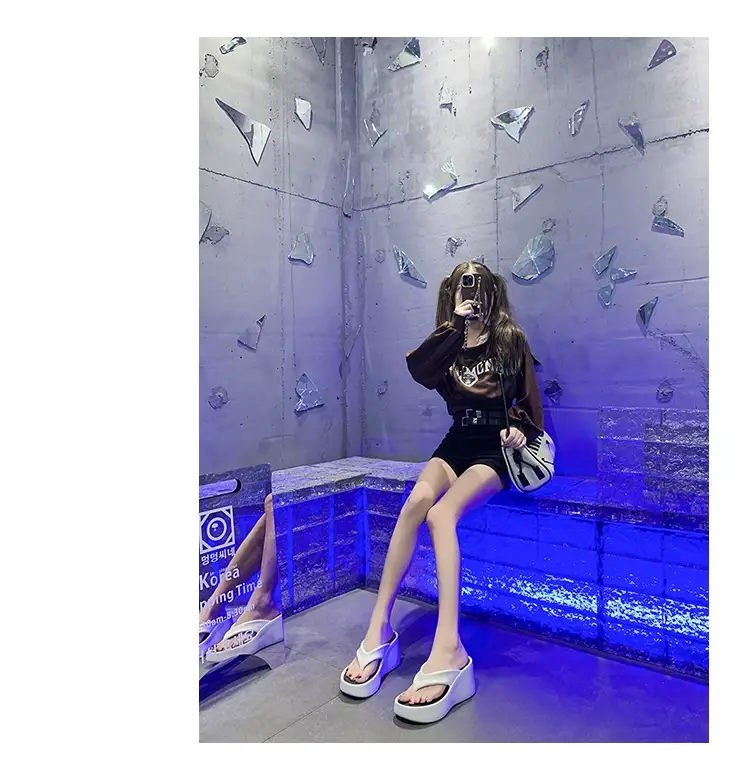 Cross-Border Hot-Selling 9cm Height-Increasing Flip-Flops for Women, Summer Beach Shoes for Petite Individuals, Instagram-Style Casual Thong Sandals — feature 14