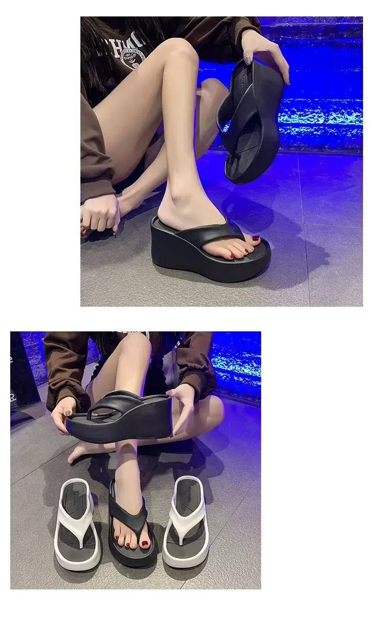 Cross-Border Hot-Selling 9cm Height-Increasing Flip-Flops for Women, Summer Beach Shoes for Petite Individuals, Instagram-Style Casual Thong Sandals — feature 15