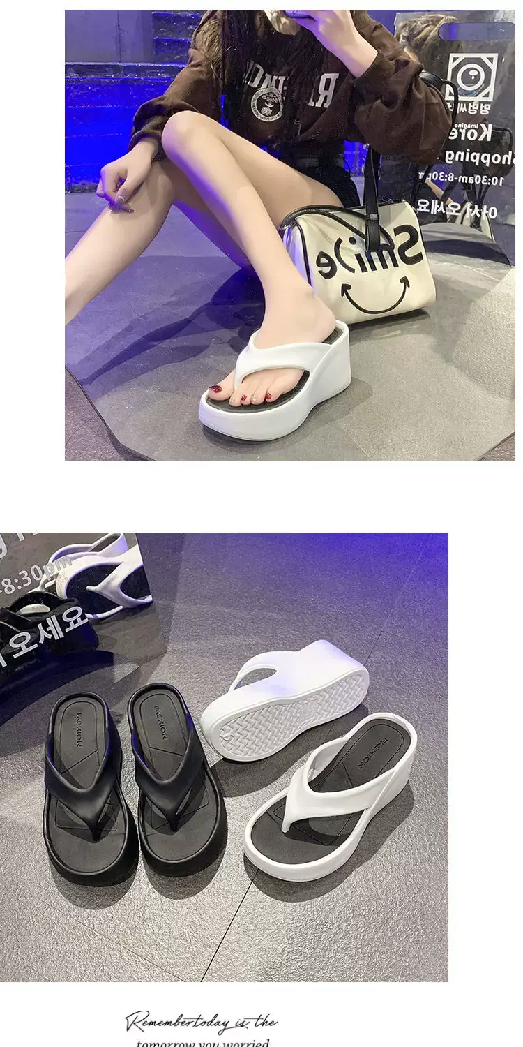 Cross-Border Hot-Selling 9cm Height-Increasing Flip-Flops for Women, Summer Beach Shoes for Petite Individuals, Instagram-Style Casual Thong Sandals — feature 16