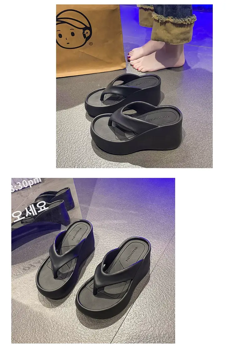 Cross-Border Hot-Selling 9cm Height-Increasing Flip-Flops for Women, Summer Beach Shoes for Petite Individuals, Instagram-Style Casual Thong Sandals — feature 17