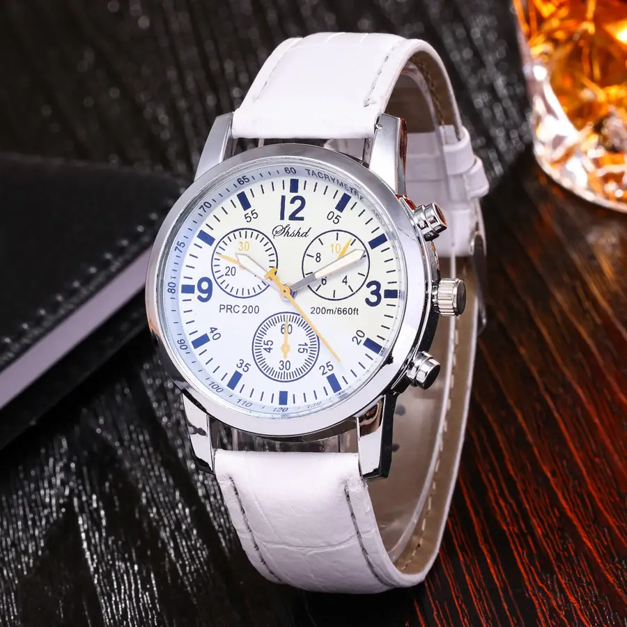 Cross-Border Foreign Trade Business Quartz Watch with Leather Strap, Geneva Three-Eye Six-Hand Trendy Men's Watch — feature 9