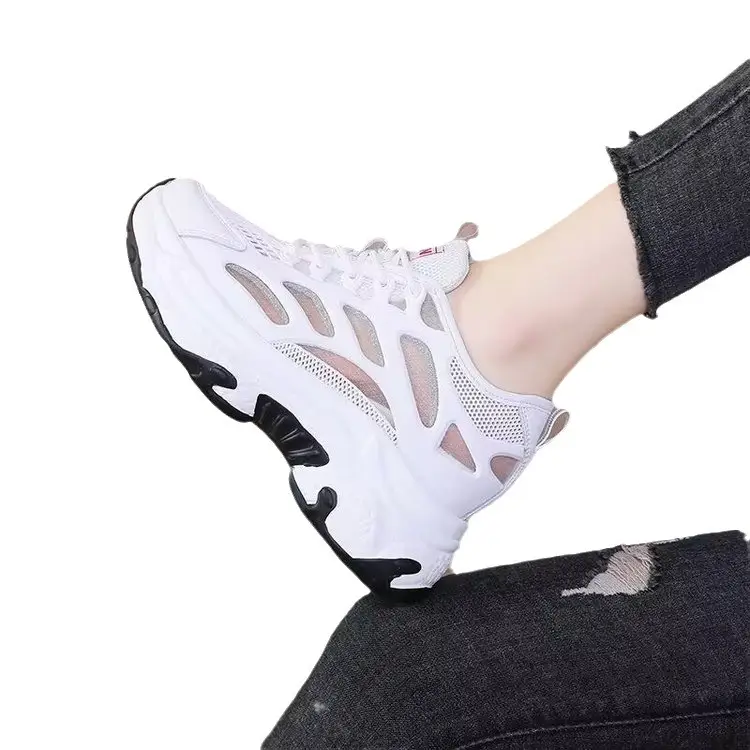 2025 New Summer Thin Mesh Torre Shoes Women's Interior Height sneaker All-match Casual Thick-soled White Mesh Shoes - Image 7