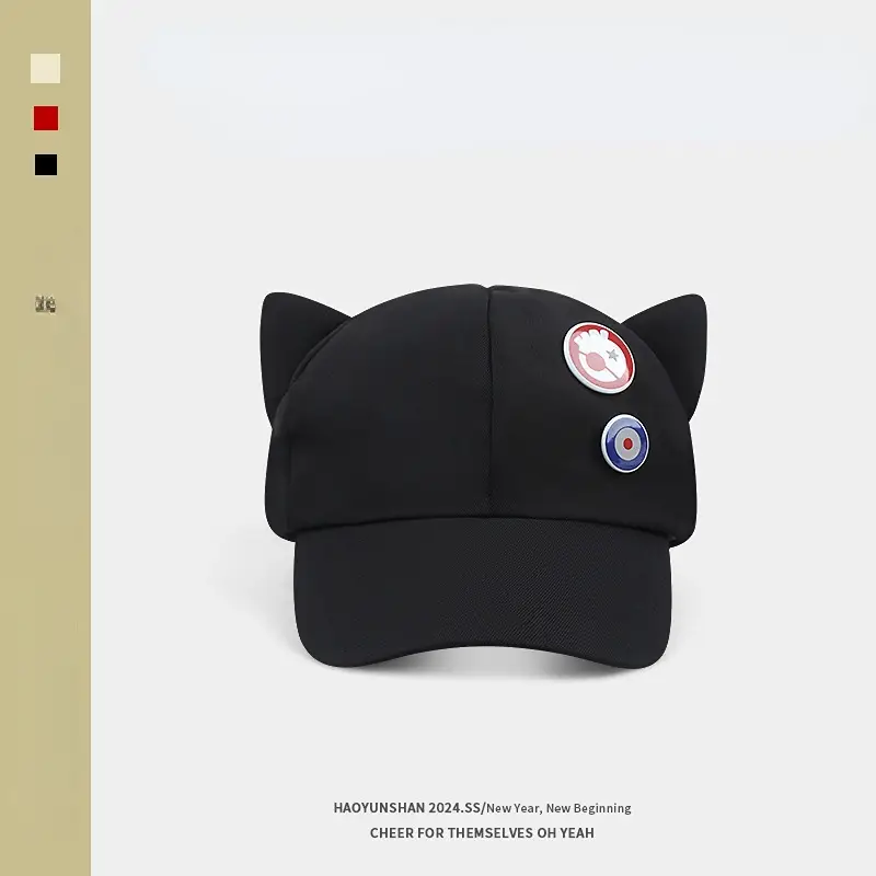 Asuka Cat Ears Baseball Cap Black - Image 10